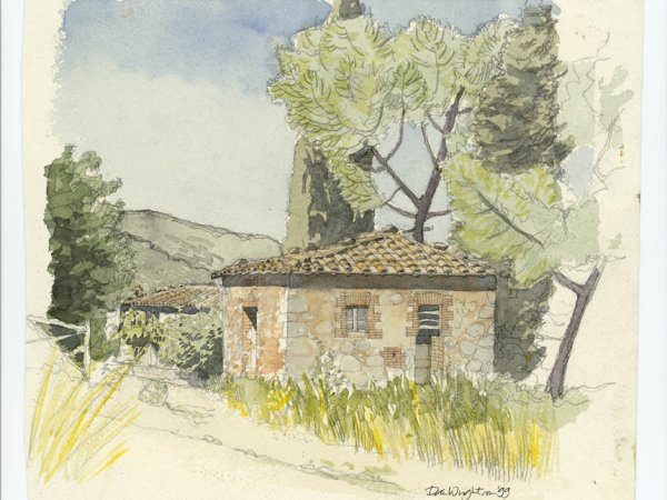 Barn near Tolomei | The local red earth gives the lime plaster of this building a soft glow.