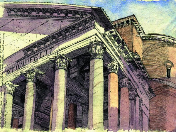 Pantheon | Sketched sitting in the square while tourists flowed around me